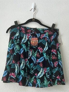 Dixxon Flannel Co Turks Tropical Mini Skirt L NWOT Pearl Snap Hawaiian Skater